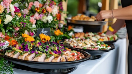 Obraz premium Buffet Food Display Outdoors