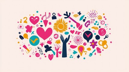 A motivational International Women's Day banner with symbols of progress and strength. 