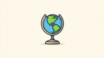 Cartoon World Globe, Educational Illustration, Simple Design, Teaching Aid