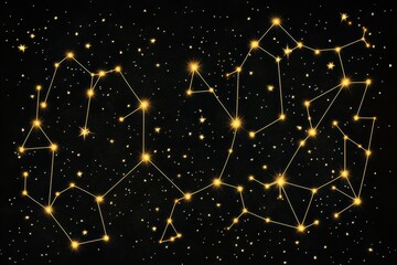 Fototapeta premium Golden constellations shine brightly against a dark starry night