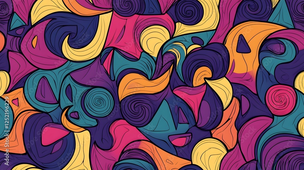 Poster abstract swirl pattern in multicolored hues