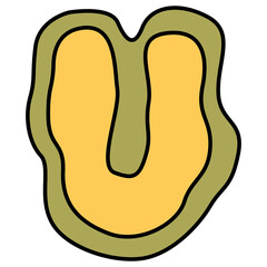 retro u letter transparent background