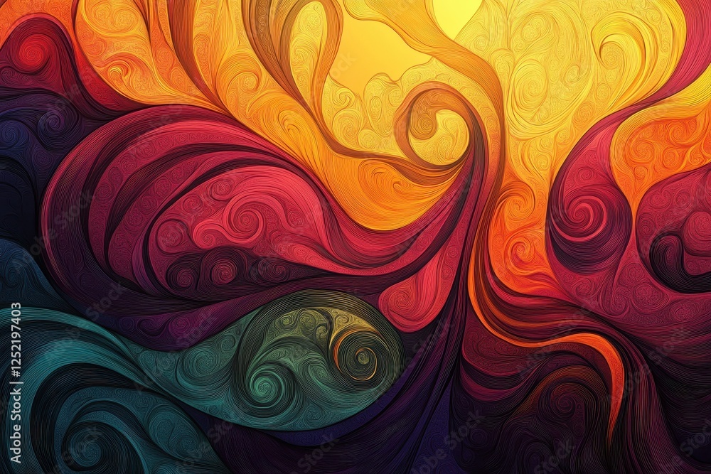 Poster an abstract artwork displaying swirling lines and vibrant color gradients