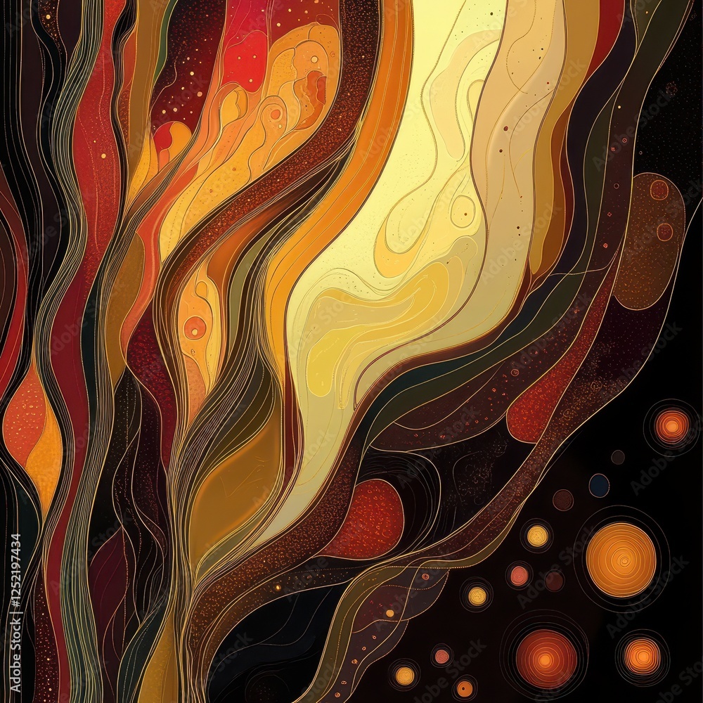 Poster abstract flowing lines create a warm artistic and modern design