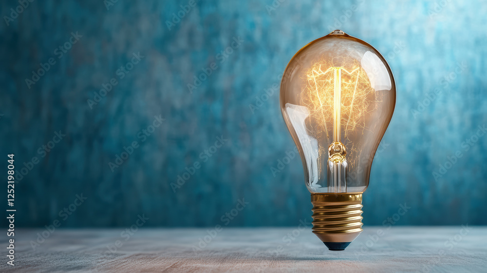 Aufkleber glowing lightbulb with intricate filament design on textured background