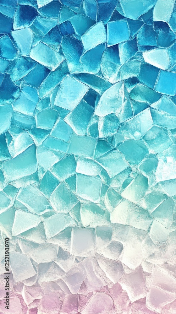 Poster abstract composition of translucent ice blocks with gradient coloring