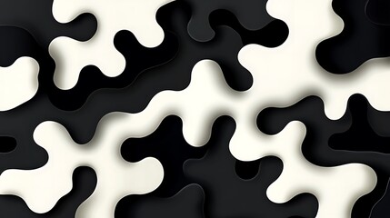 Abstract Black And White Liquid Shapes Pattern Design