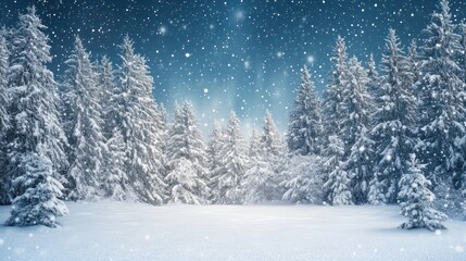 Snow Covered Pine Trees In A Winter Wonderland