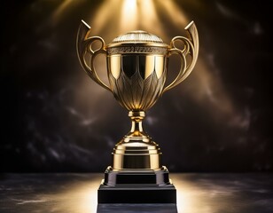 クラシックな金色の優勝トロフィー｜成功・栄光・表彰