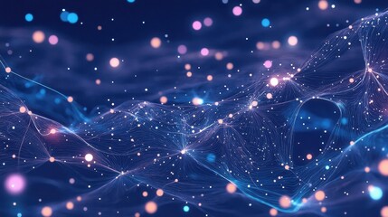 Obraz premium Abstract network of glowing points connected by thin lines