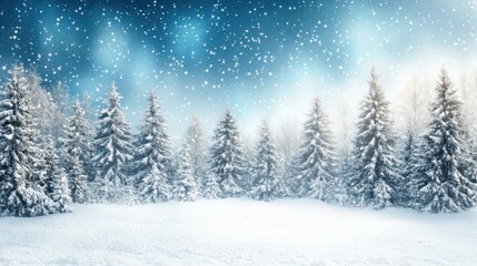 Obraz premium Snow Covered Pine Trees Winter Wonderland Scene