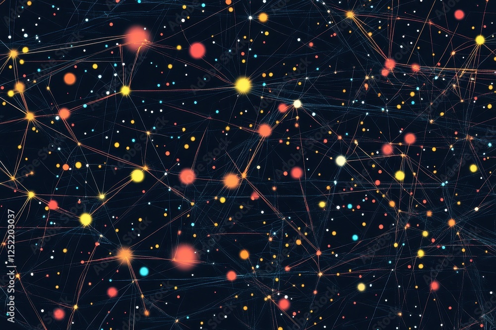 Aufkleber abstract network of glowing circles connected by thin lines