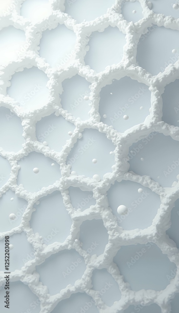 Poster concept particles futuristic background white honeycomb xagon futuristic 3d rendering wave three-dim