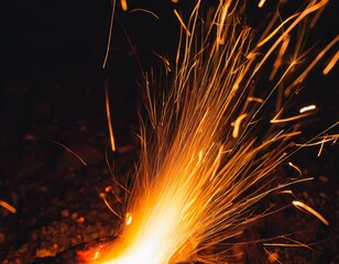 Scattering Glowing Embers Over a Dark Charcoal Background