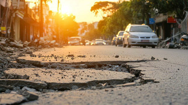 The impact of an earthquake on city streets raises traffic issues and safety concerns in the aftermath of the disaster.
