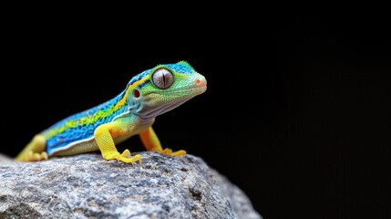 Colorful Gecko on Rock, Nature, Wildlife