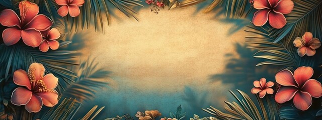 Tropical Luau Invitation Template Tiki Design for Party Celebration Hawaiian Vacation Floral Backgrounds