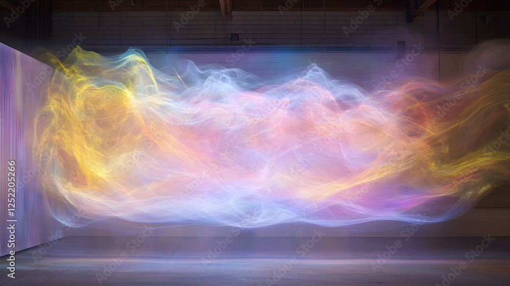 Aufkleber dynamic colorful light display art installation indoor space creative environment abstract concept