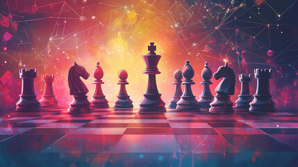 A digital chessboard with pieces being moved by invisible hands, representing a silent coup online, silent coup in cyberspace, strategic manipulation concept. Invisible Beings. Illustration