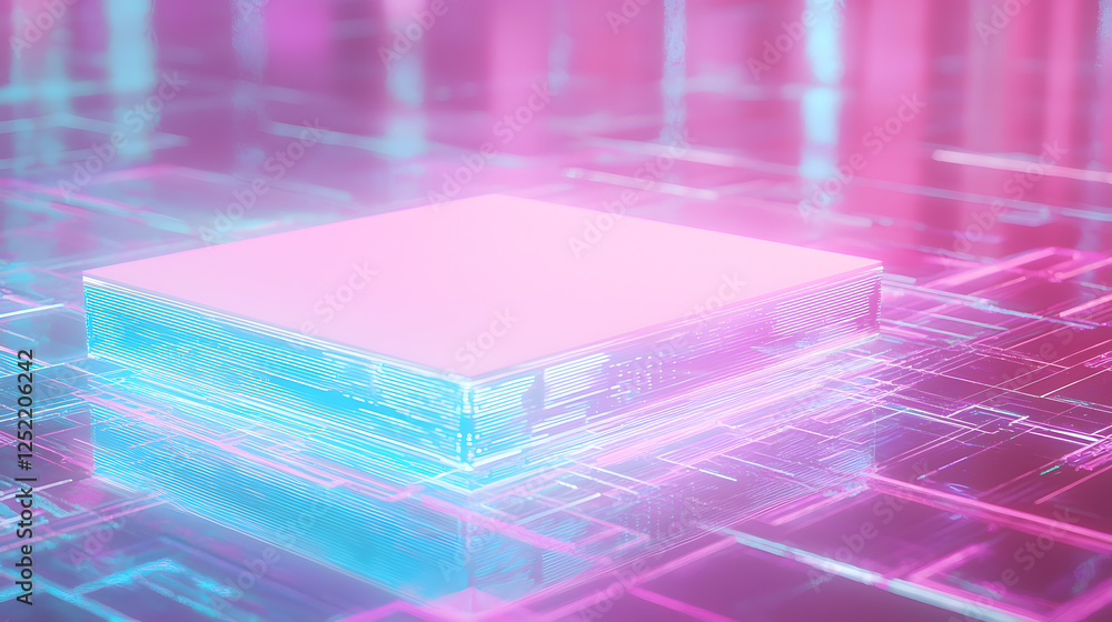 Poster technological innovation showcase virtual space digital artwork futuristic environment abstract view