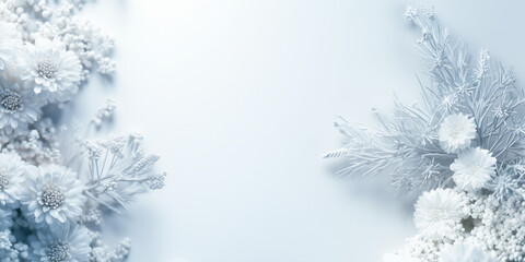 真っ白な花の背景画像、画面全体が白く洗礼されたデザイン、クリスマス・ホワイトデー・バレンタイン用に