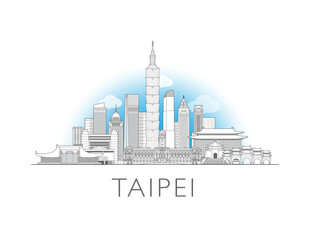 Obraz premium Taipei Taiwan skyline cityscape vector illustration