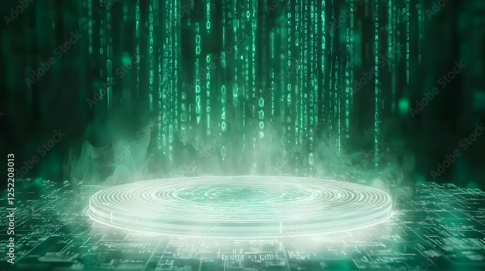 Poster digital matrix visualization cyber environment graphic content futuristic technology aerial view abs