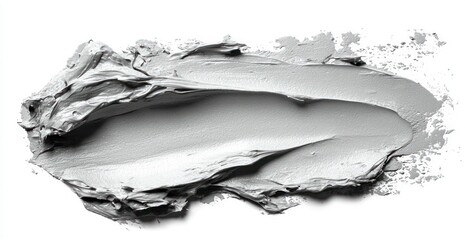 Thick Grey Paint Textured Abstract Art Close Up on White Canvas