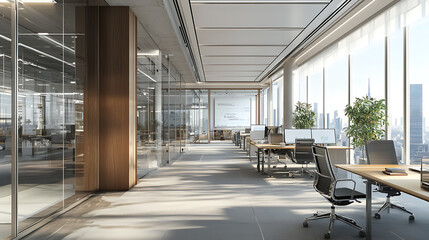 Professional workspace with a corporate efficiency dashboard visualizing operational success and strategic planning, high quality 