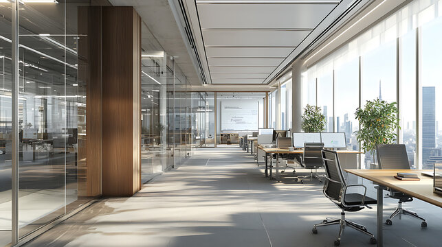 Professional workspace with a corporate efficiency dashboard visualizing operational success and strategic planning, high quality 