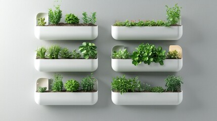 Obraz premium A stylish indoor setup with vertical vegetable planters mounted on a living room wall. 