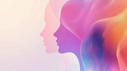 A subtle abstract International Women Day design with soft gradients blending into empowering symbols. 