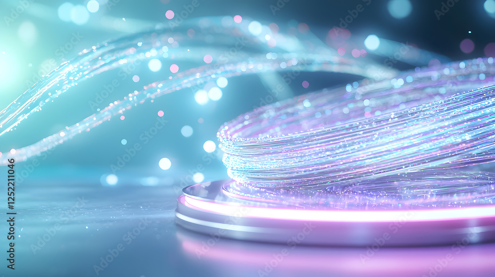 Poster dynamic light waves creating a futuristic atmosphere digital space abstract art vibrant colors close