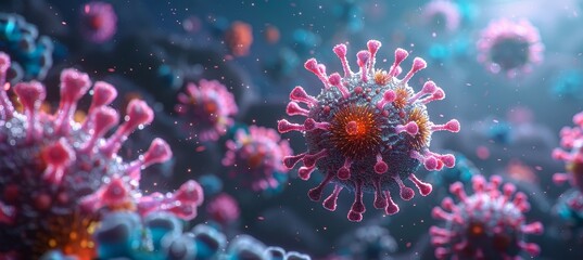 Microscopic view of the coronavirus cell, Novel Coronavirus 2019-nCoV, Covid-19, 3d Rendering.