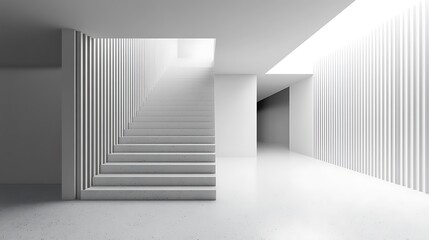 Obraz premium Modern minimalist white staircase interior design