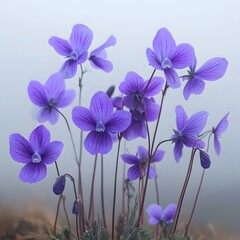 Beautiful Vibrant Purple Violet Flowers Blooming in Natural Spring Garden Landscape