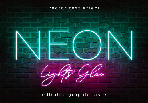 Blue And Pink Neon Font Glow Font Light signage Text Effect