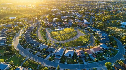Aerial view of a high-tech property development project in an urban area.