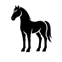 Majestic Black Stallion: A stylized silhouette of a powerful black stallion, standing tall and proud, embodies strength, grace, and freedom.  