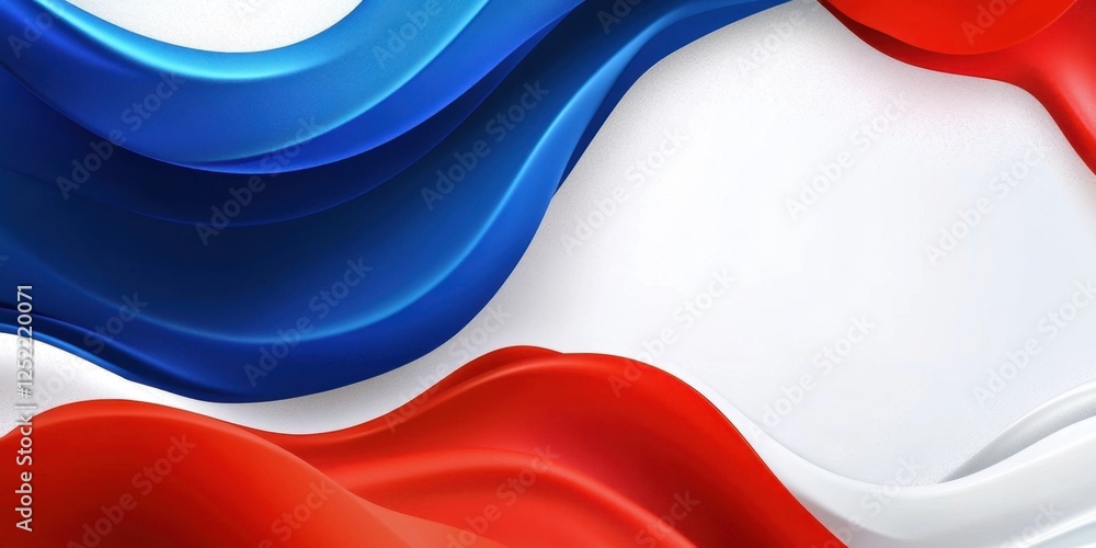 Poster abstract waves of red white and blue dynamic swirling color pattern design background