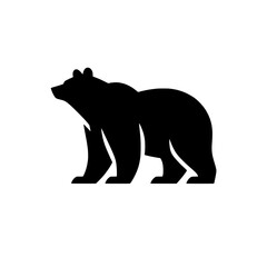 Powerful Bear Silhouette: A bold, black silhouette of a bear stands majestically against a simple background, evoking strength, resilience, and a sense of raw power.  