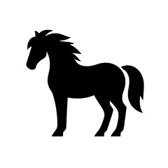 Silhouette of a Horse: A simple yet elegant silhouette of a horse, standing tall and proud against a clear background, perfect for designs, illustrations, and presentations.
