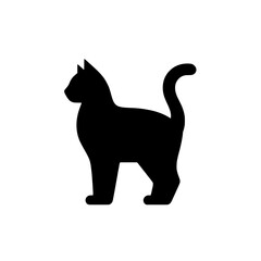 Silhouette of a Cat: Elegant black silhouette of a domestic cat, standing in profile, showcasing its graceful form and feline poise. This minimalist design is perfect for various applications. 