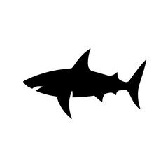 Shark Silhouette: A bold, graphic silhouette of a shark, captured in stark black against a clean background. Perfect for projects needing a strong, impactful image.