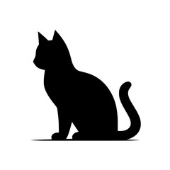 Silhouette of a Sitting Cat: A sleek, minimalist silhouette of a cat sitting gracefully, perfect for design projects needing a touch of feline elegance.  