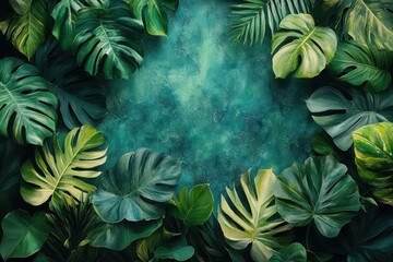 Tropical Green Palm Leaves Watercolor Clipart Set with Exotic Foliage on White Background