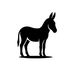 Donkey Silhouette: A strong, simple silhouette of a donkey standing proudly. Perfect for logos, illustrations, and designs needing a rustic or steadfast feel.