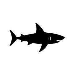 Obraz premium Shark Silhouette: A stark black silhouette of a powerful shark, showcasing its streamlined form and sharp fins. Perfect for adding a touch of danger, strength, and marine life to your designs.