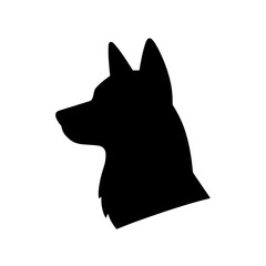 German Shepherd Silhouette:  A striking profile silhouette of a German Shepherd's head, showcasing its elegant features and strong presence.  The graphic design is simple yet powerful. 