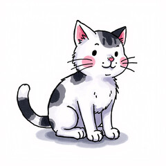 A cute illustration of a Cymric cat